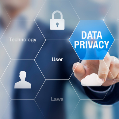 Graphic showing data privacy with a padlock