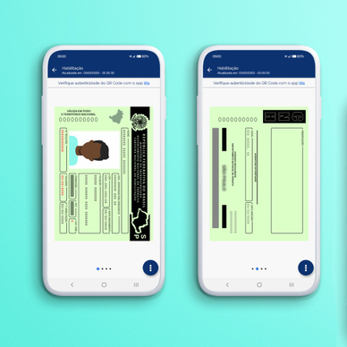 An illustration of the front and back of a digital drivers license on an iPhone.