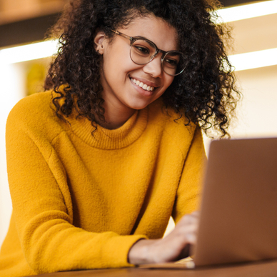 Woman working on a laptop