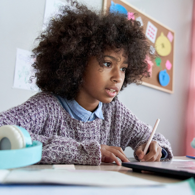 Girl working on computer