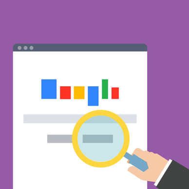 An illustrative concept of investigating Google Chrome search browser with a magnifying glass