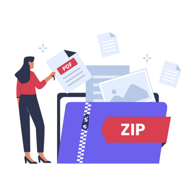 An illustrative concept of compressing files using zip 