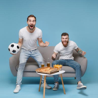 Two friends watching soccer