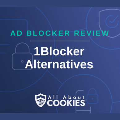 A blue background with images of locks and shields and the text &quot;1Blocker Alternatives&quot;
