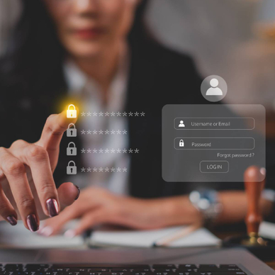 A woman selecting a password concept of multiple passwords for automatic login