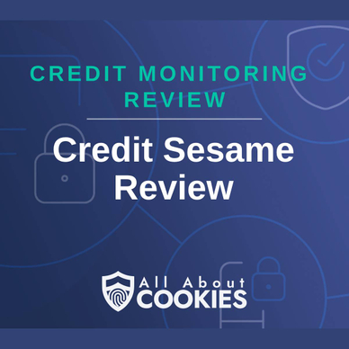 A blue background with images of locks and shields and the text &quot;Credit Sesame Review&quot;