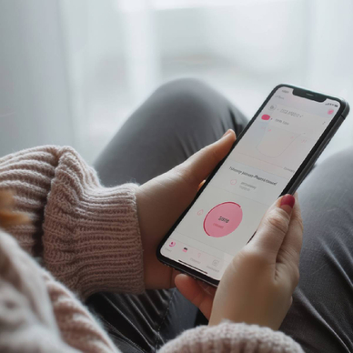 Woman using a period tracking app