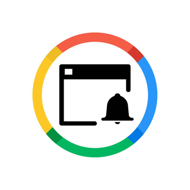 Circle of Google colors with a black and white concept of alerts