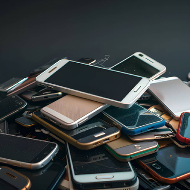 Pile of confiscated cell phones