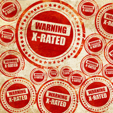 X-rated sign isolated, red stamp on a grunge paper texture