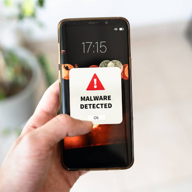 A pop-up malware alert on iPhone locked screen
