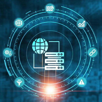 VPS hosting concept of global networking servers connecting
