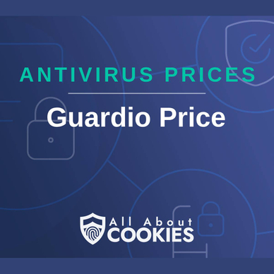 A blue background with images of locks and shields and the text &quot;Guardio Price&quot;