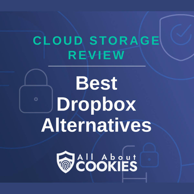 A blue background with locks and the text "Best Dropbox Alternatives"