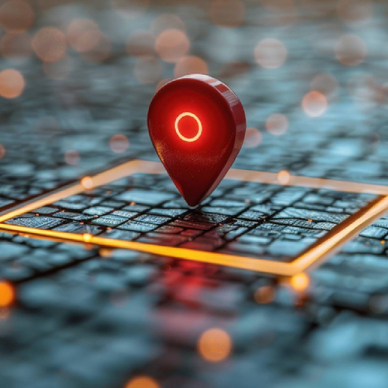 3D concept of a tracker on a digital map