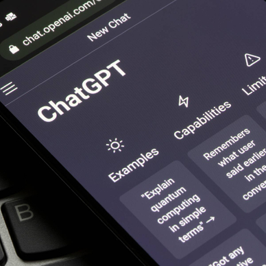 Closeup of ChatGPT webpage URL on smartphone 