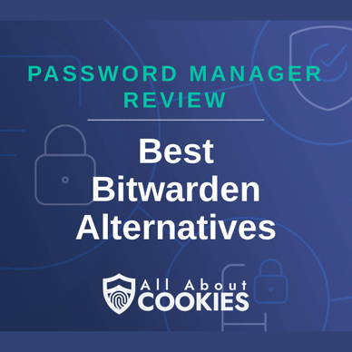 A blue background with locks and the text "Best Bitwarden Alternatives"