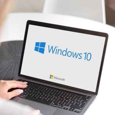 Notebook with Microsoft Windows 10 logo.