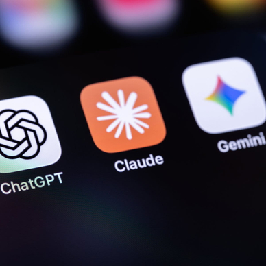 ChatGPT, Claude, Gemini mobile app icons on a phone screen.
