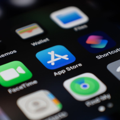 Closeup App Store app on iPhone home screen.
