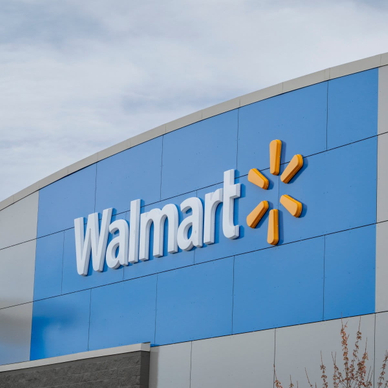 Entrance sign for Walmart.