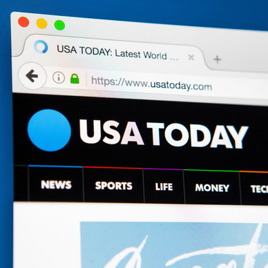 USA Today desktop website home page pulled up on a browser.