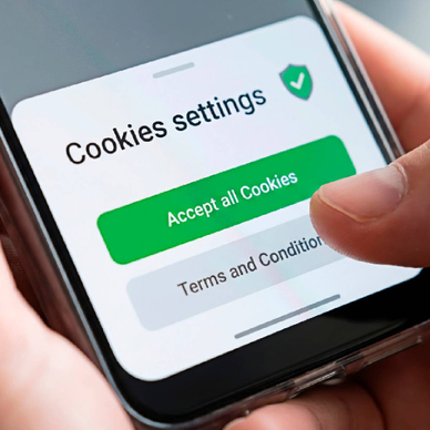 A person interacting with a cookie privacy opt out on smartphone