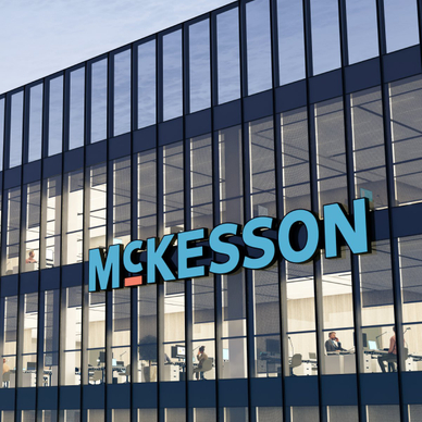 McKesson Corporation Signage Logo on Top of Glass Building.