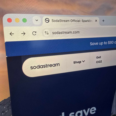 Homepage of SodaStream official website on a desktop computer.