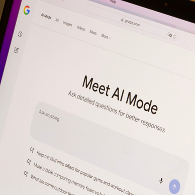 AI Mode in Google Search, seen on the screen of a computer.