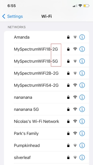 Screenshot of Wi-Fi settings