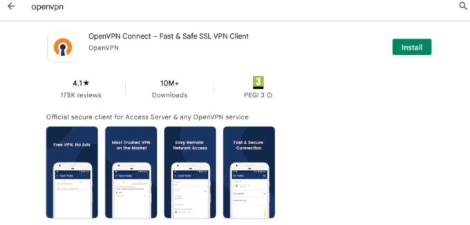 Screenshot of OpenVPN
