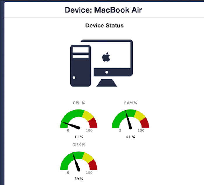 You can check your device status with PC Matic to see memory and processor usage, as well as how much unused disk space you have.