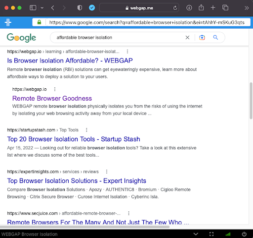 Google successfully searched for the term we requested, but without our cookies being tracked.