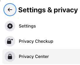 To turn off Facebook activity tracking, click your Facebook profile image and select Settings & Privacy, then click Privacy Checkup.