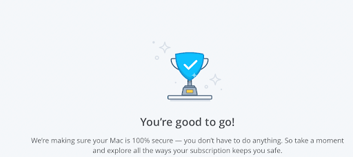 The McAfee desktop application notifying you that your Mac is secure.