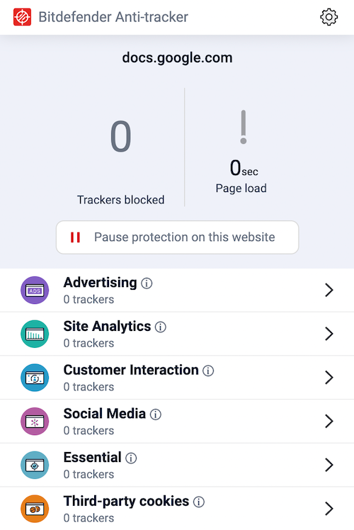 We tried Bitdefender's anti-tracker browser extension on Safari and Google Chrome.