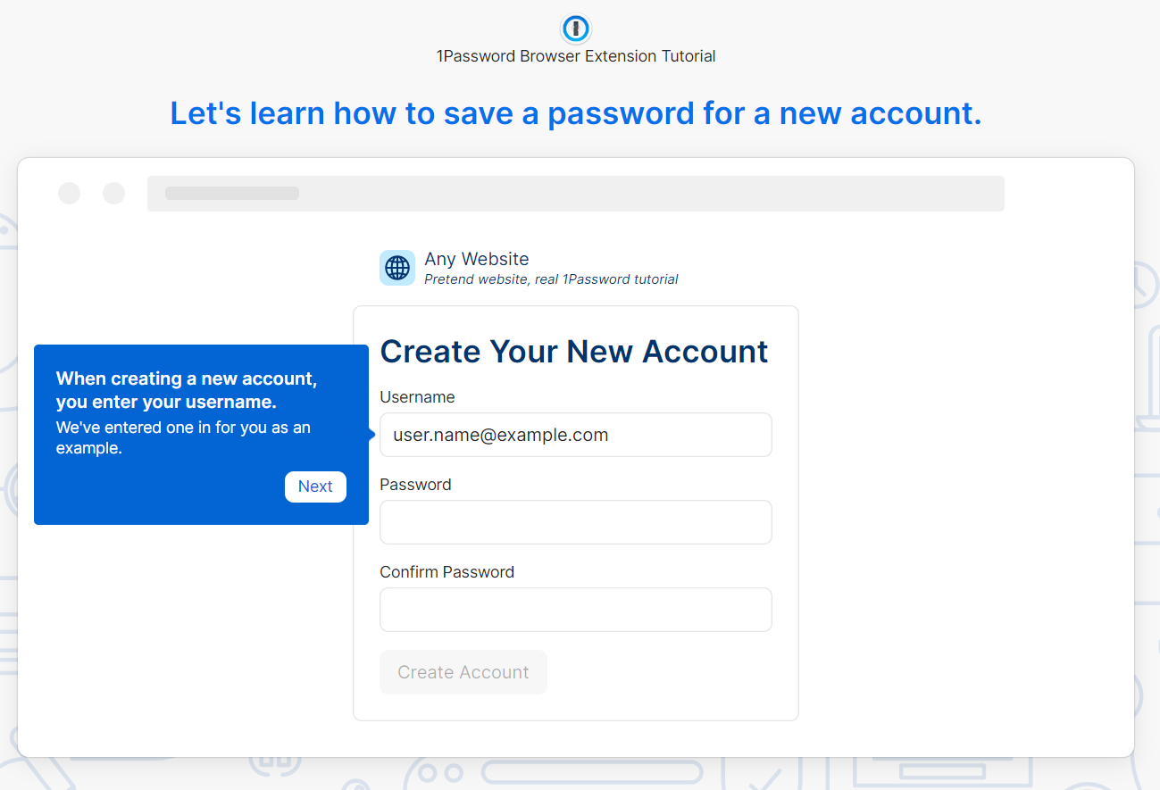 1Password's browser extension tutorial.