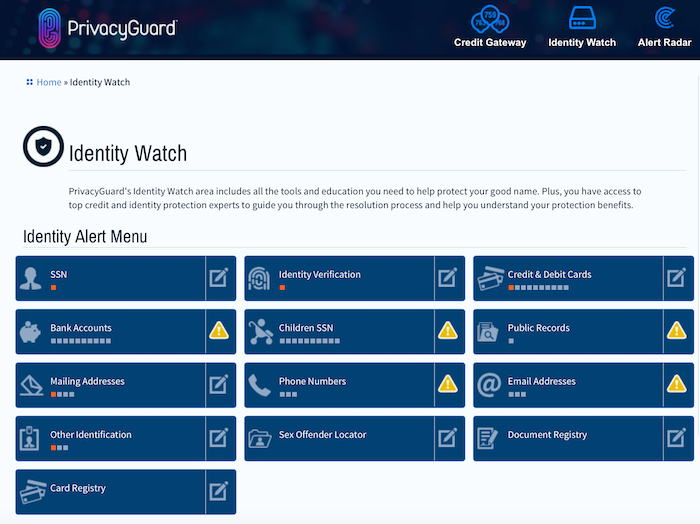 You can opt to receive text and email alerts from PrivacyGuard if anything changes regarding neighborhood reports, public records, online fraud, and more.