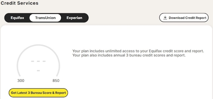 We couldn’t see any information about our Experian or TransUnion credit reports or scores directly after signing up since those take longer to process.