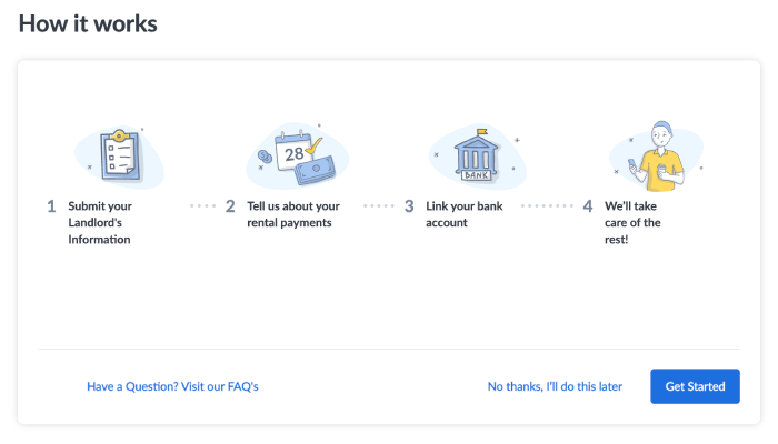 The steps for using Credit Sesame's rent reporting feature to build your credit.