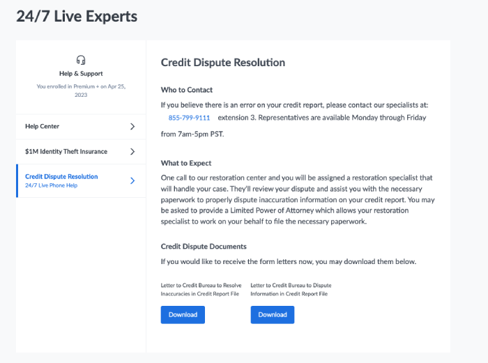 A page explaining Credit Sesame's 24/7 live experts who can help you with credit dispute resolution.