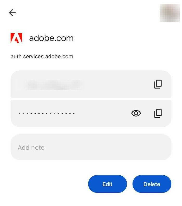 Tap on the icon or name of your account to view your saved password on Android.