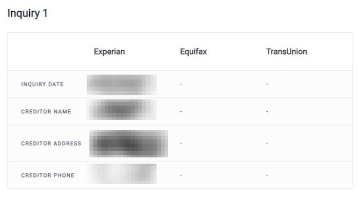 The Credit Report section of Costco Complete ID also shows any credit inquiries made by different companies.