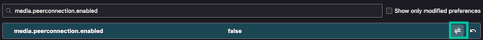 Disable WebRTC in Firefox's advanced settings by changing the value to false
