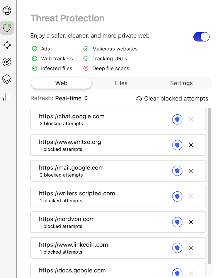 The NordVPN Threat Protection dashboard is intuitive and easy to use.