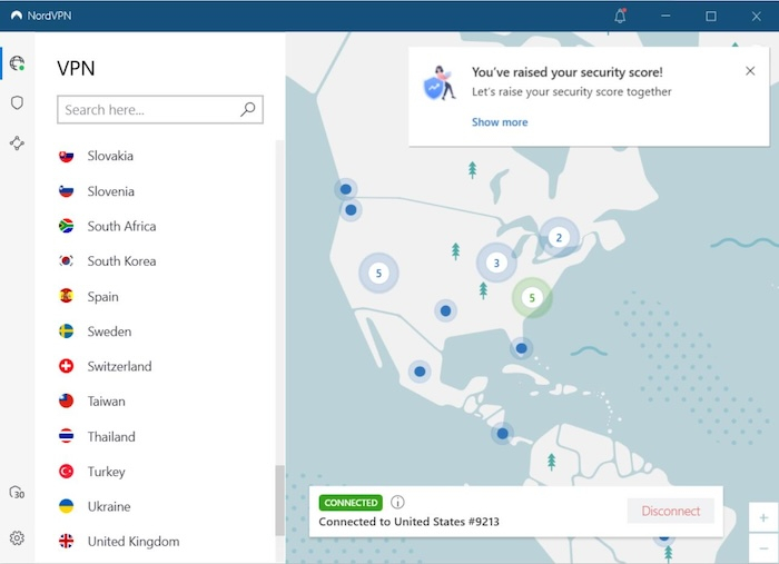Screenshot of NordVPN