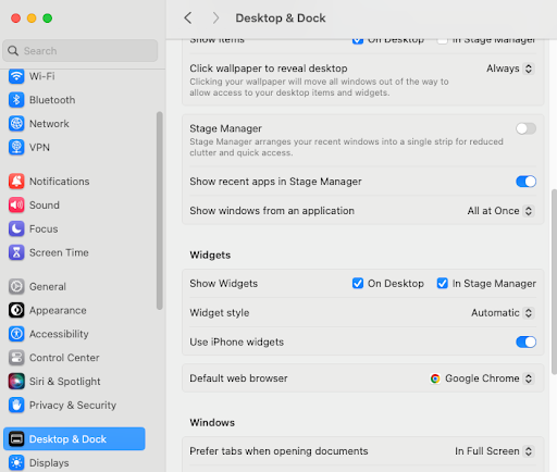 Mac Desktop & Doc settings