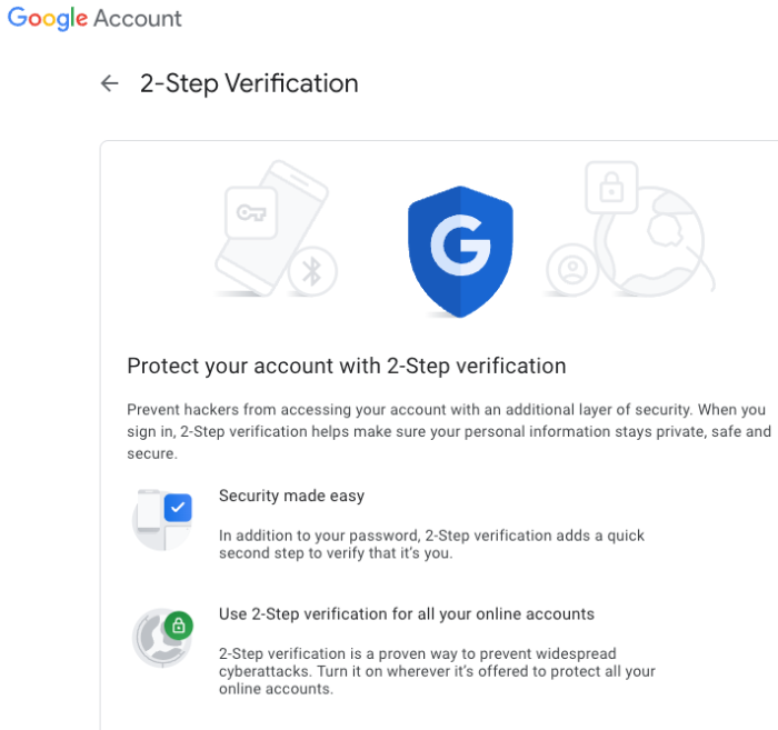 2-Step Verification set up page on Facebook