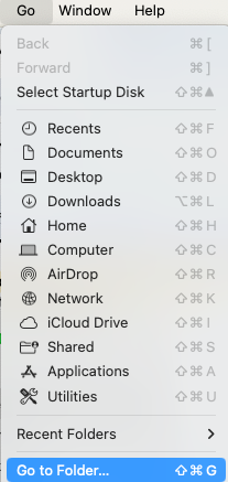 Mac dropdown menu.
